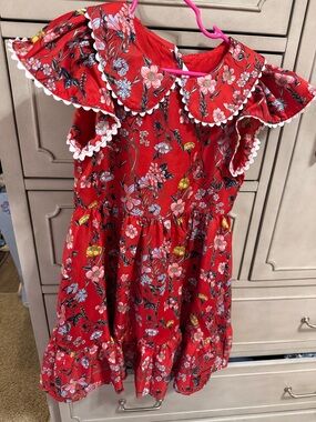 Janie and Jack Red Floral Ruffle Collar Dress
